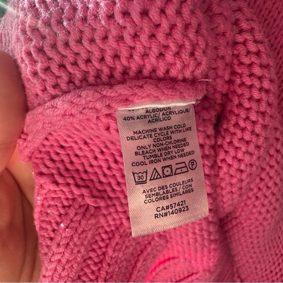 LOFT Bubblegum Pink Fisherman Oversized Knit Sweater Cardigan Size M - Picture 5 of 7